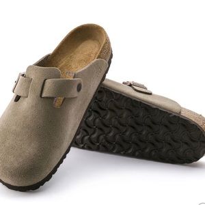 BIRKENSTOCK Boston Soft Footbed Clog Taupe Suede NWT